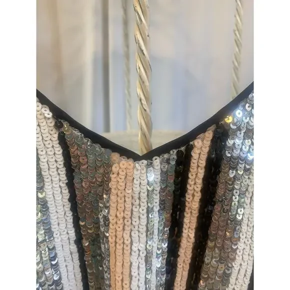 Lucy Paris Dress Sequin Cocktail Concert Mini Multicolor Spaghetti Straps Medium - Picture 5 of 8